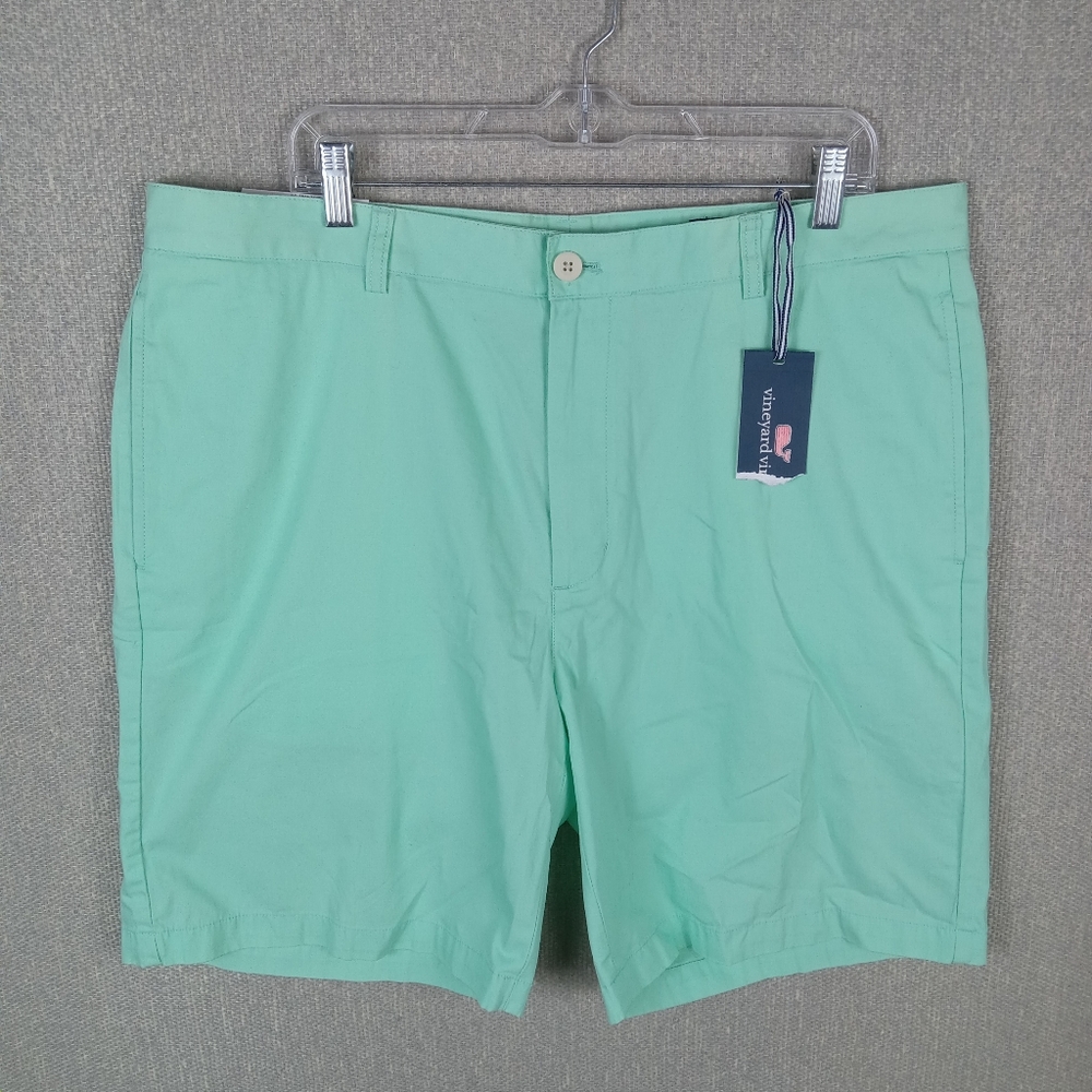 Vineyard Vines 9" Club Shorts Summer Twill Flat Front Sea Mist Green Mens 38